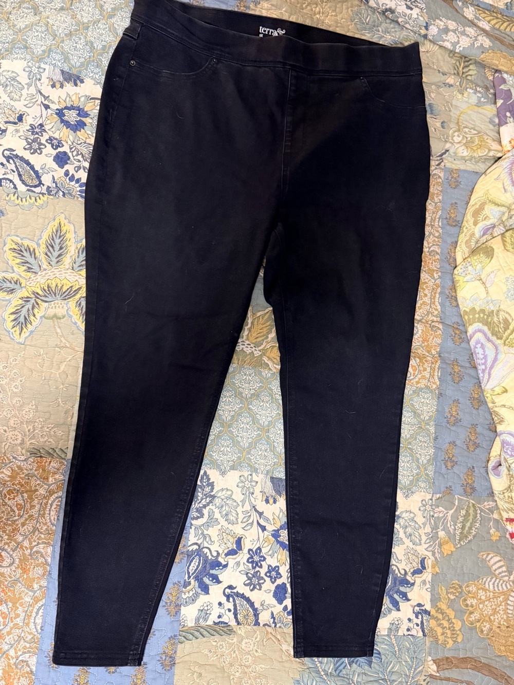 Terra & Sky Black High-Rise Stretch Black Jeggings 1X 16W-18W - Picture 2 of 2